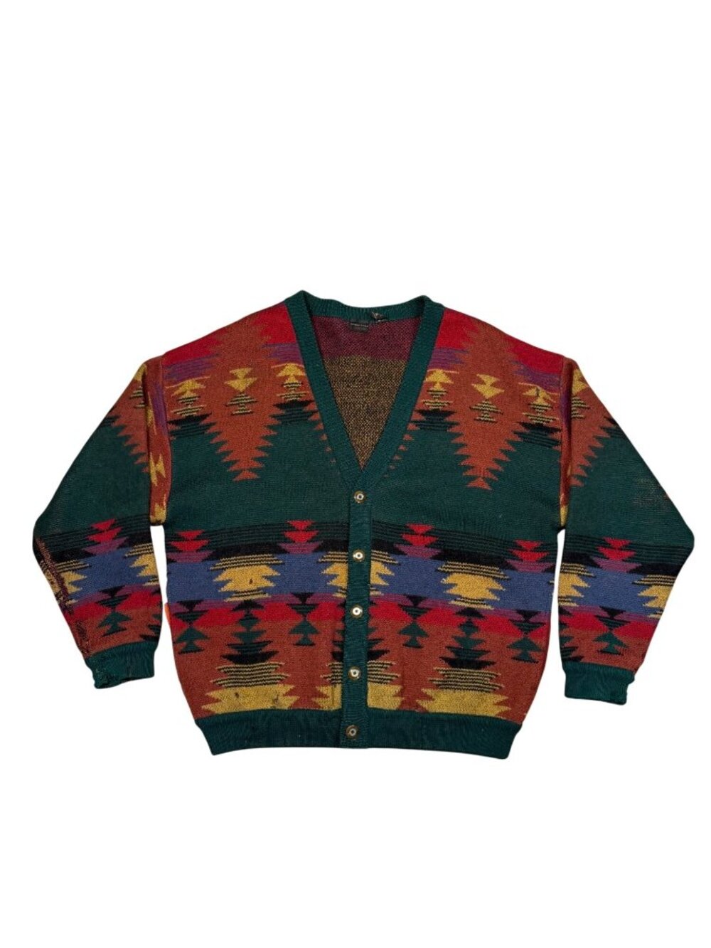 VTG 90s Structure 100% Wool Southwestern Heavyweight Cardigan Sweater Men’s XL